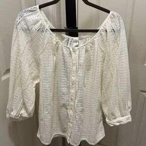 Joie Cream Eyelet Blouse